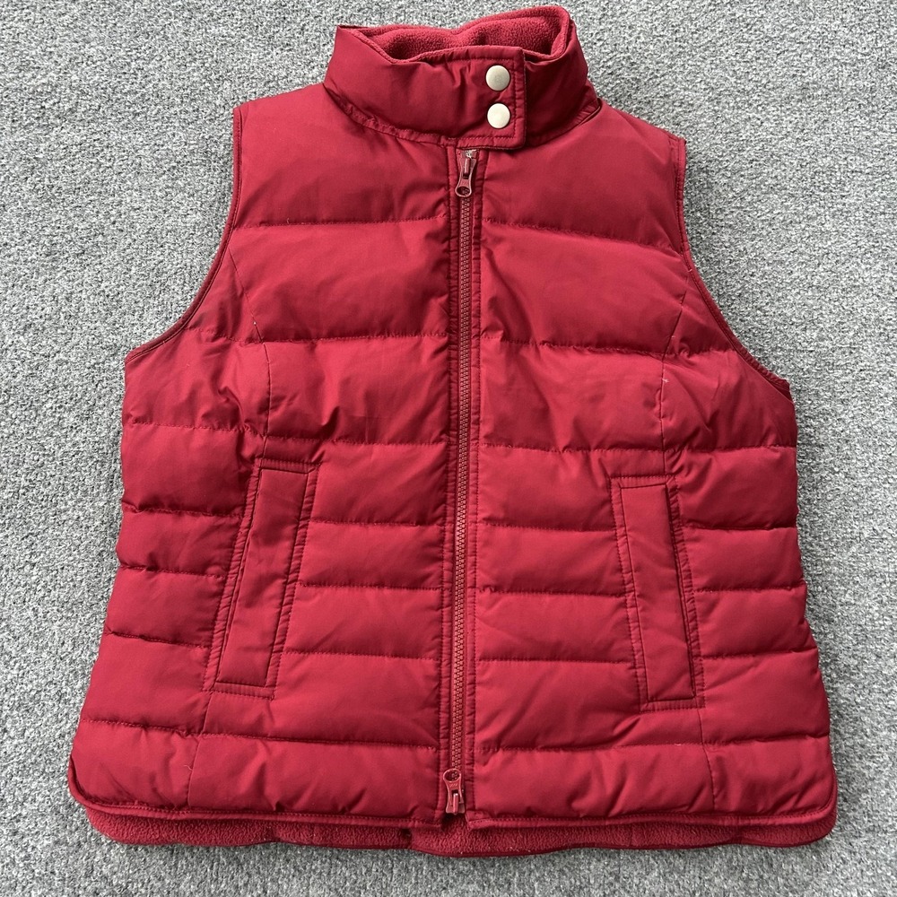 Ann Taylor Loft Vest Womens Small Red Quilted Down Puffer Fleece‎ Lined